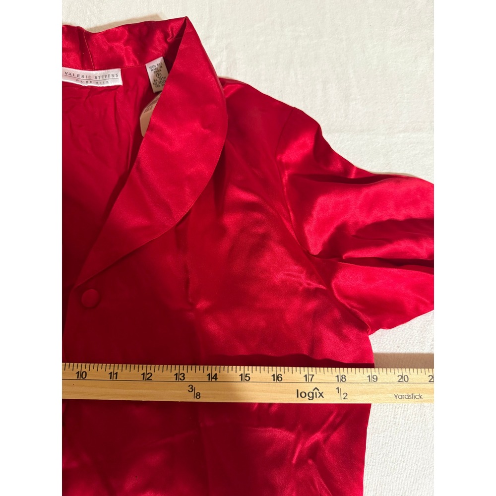Vintage Valerie Stevens‎ Pure Silk Pajama Red 2 Piece Sleepwear NWT Petite Small - Picture 4 of 10